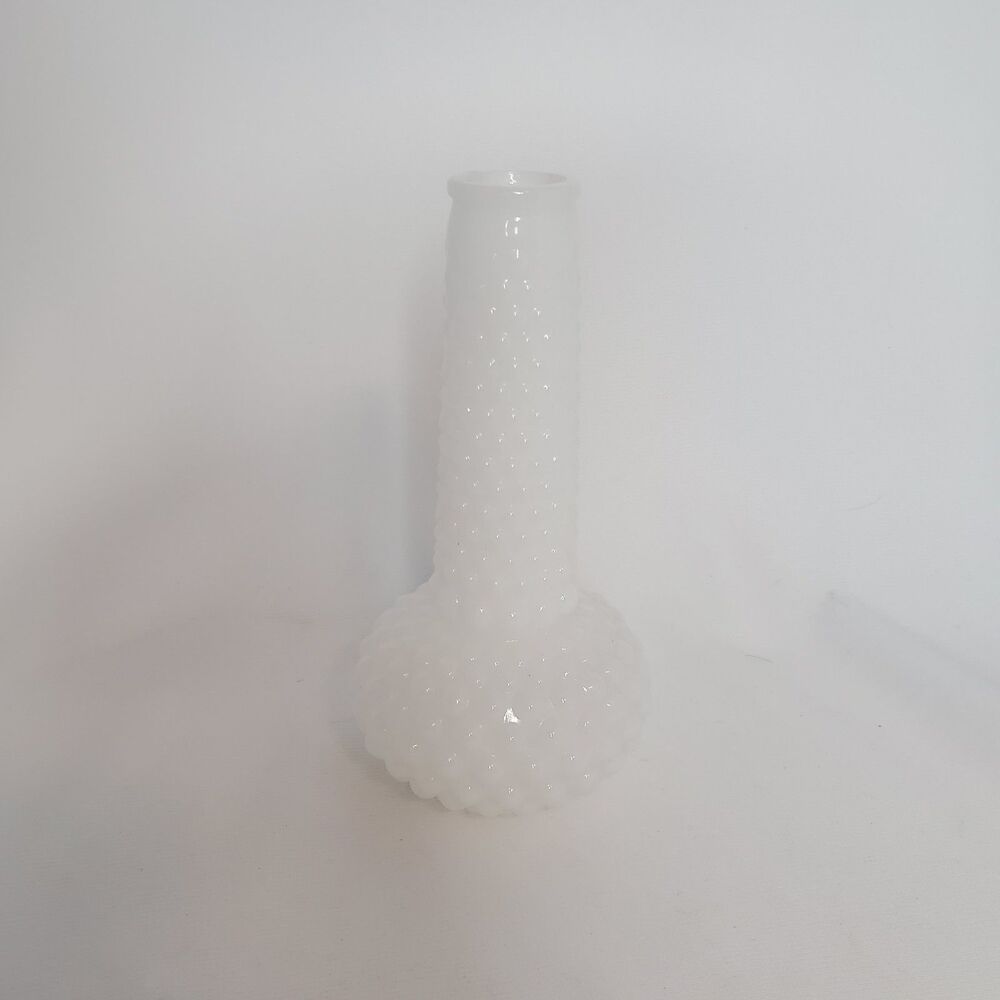 White Milk Glass Hobnail Vase